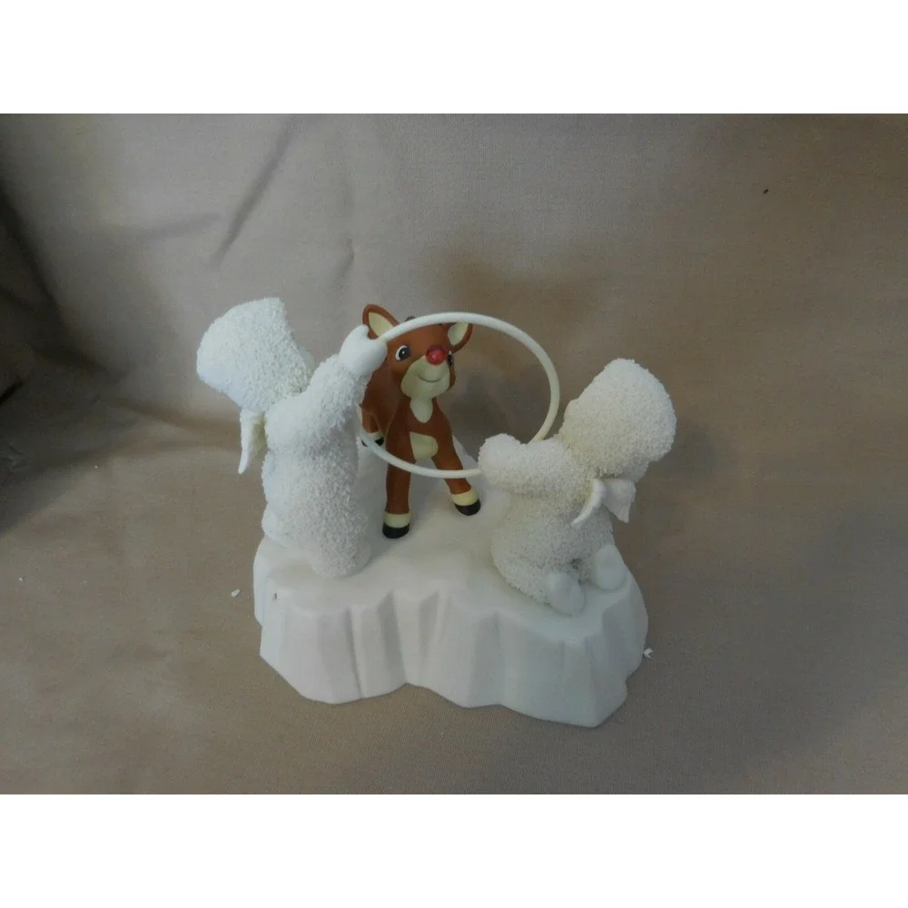 Snowbabies Dept 56 Guest Collection Rudolph‎ Gets Ready Red Nose Blinks + Box
